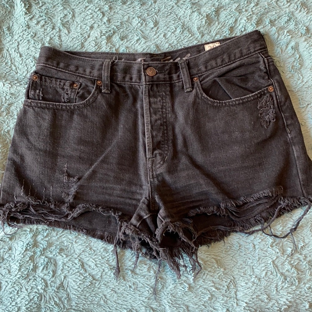 Black We The Free distressed shorts